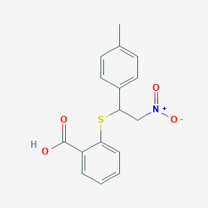 molecular formula C16H15NO4S B12571449 Benzoic acid, 2-[[1-(4-methylphenyl)-2-nitroethyl]thio]- CAS No. 189128-69-6