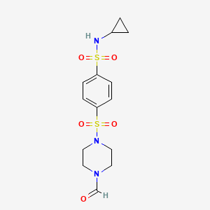 molecular formula C14H19N3O5S2 B12571712 N-Cyclopropyl-4-(4-formylpiperazine-1-sulfonyl)benzene-1-sulfonamide CAS No. 604761-86-6