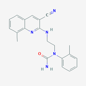 molecular formula C21H21N5O B12571854 N-{2-[(3-Cyano-8-methylquinolin-2-yl)amino]ethyl}-N-(2-methylphenyl)urea CAS No. 606104-90-9