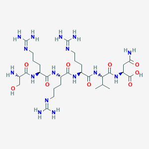 molecular formula C30H58N16O9 B12571924 L-Seryl-N~5~-(diaminomethylidene)-L-ornithyl-N~5~-(diaminomethylidene)-L-ornithyl-N~5~-(diaminomethylidene)-L-ornithyl-L-valyl-L-asparagine CAS No. 607377-58-2