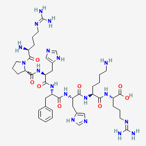 molecular formula C44H68N18O8 B12572003 N~5~-(Diaminomethylidene)-L-ornithyl-L-prolyl-L-histidyl-L-phenylalanyl-L-histidyl-L-lysyl-N~5~-(diaminomethylidene)-L-ornithine CAS No. 197796-58-0