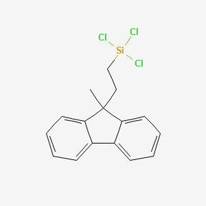 molecular formula C16H15Cl3Si B12572048 Trichloro[2-(9-methyl-9H-fluoren-9-YL)ethyl]silane CAS No. 215165-04-1
