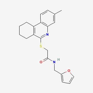 molecular formula C21H22N2O2S B12572088 N-(2-Furylmethyl)-2-[(3-methyl-7,8,9,10-tetrahydro-6-phenanthridinyl)sulfanyl]acetamide 
