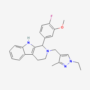 2-[(1-Ethyl-3-methyl-4-pyrazolyl)methyl]-1-(4-fluoro-3-methoxyphenyl)-1,3,4,9-tetrahydropyrido[3,4-b]indole