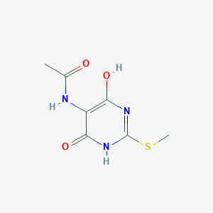 molecular formula C7H9N3O3S B12572161 Acetamide,N-[1,4-dihydro-6-hydroxy-2-(methylthio)-4-oxo-pyrimidin-5-YL]- 