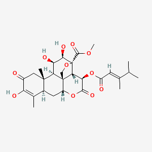 molecular formula C28H36O11 B1257221 methyl (1R,2S,3R,6R,8R,13S,14R,15R,16R,17R)-3-[(E)-3,4-dimethylpent-2-enoyl]oxy-10,15,16-trihydroxy-9,13-dimethyl-4,11-dioxo-5,18-dioxapentacyclo[12.5.0.01,6.02,17.08,13]nonadec-9-ene-17-carboxylate 