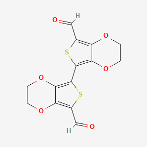 molecular formula C14H10O6S2 B12572288 [5,5'-Bithieno[3,4-b]-1,4-dioxin]-7,7'-dicarboxaldehyde,2,2',3,3'-tetrahydro- CAS No. 528870-51-1