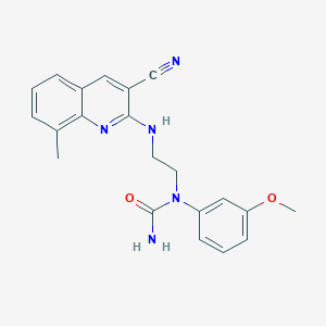 molecular formula C21H21N5O2 B12572392 N-{2-[(3-Cyano-8-methylquinolin-2-yl)amino]ethyl}-N-(3-methoxyphenyl)urea CAS No. 606104-94-3