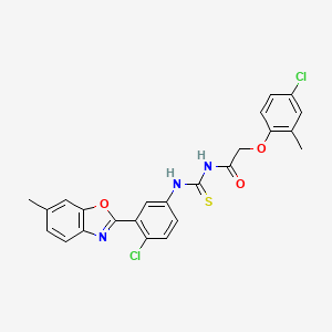 molecular formula C24H19Cl2N3O3S B12572423 N-{[4-chloro-3-(6-methyl-1,3-benzoxazol-2-yl)phenyl]carbamothioyl}-2-(4-chloro-2-methylphenoxy)acetamide 