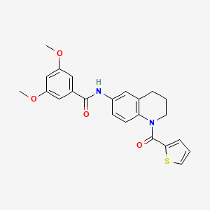 molecular formula C23H22N2O4S B1257251 3,5-dimethoxy-N-[1-[oxo(thiophen-2-yl)methyl]-3,4-dihydro-2H-quinolin-6-yl]benzamide 