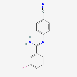 molecular formula C14H10FN3 B12572570 N'-(4-Cyanophenyl)-3-fluorobenzene-1-carboximidamide CAS No. 184903-76-2