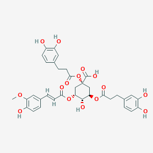 molecular formula C35H36O15 B1257264 (1R,3R,4S,5R)-1,3-bis[3-(3,4-dihydroxyphenyl)propanoyloxy]-4-hydroxy-5-[(E)-3-(4-hydroxy-3-methoxyphenyl)prop-2-enoyl]oxycyclohexane-1-carboxylic acid 