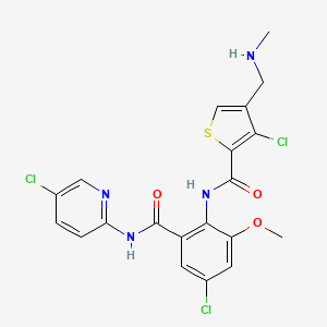 molecular formula C20H17Cl3N4O3S B1257265 3-chloro-N-{4-chloro-2-[(5-chloropyridin-2-yl)carbamoyl]-6-methoxyphenyl}-4-[(methylamino)methyl]thiophene-2-carboxamide 