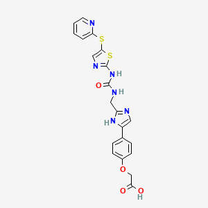 molecular formula C21H18N6O4S2 B1257267 2-(4-(2-((3-(5-(Pyridin-2-Ylthio)thiazol-2-Yl)ureido)methyl)-1h-Imidazol-4-Yl)phenoxy)acetic Acid 