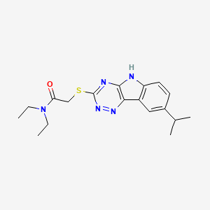molecular formula C18H23N5OS B12572692 Acetamide,N,N-diethyl-2-[[8-(isopropyl)-2H-1,2,4-triazino[5,6-B]indol-3-YL]thio]- 