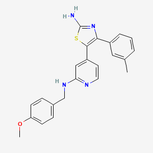 molecular formula C23H22N4OS B12572763 N-[4-[2-Amino-4-(3-methylphenyl)-1,3-thiazol-5-YL]-2-pyridyl]-N-(4-methoxybenzyl)amine CAS No. 303163-28-2