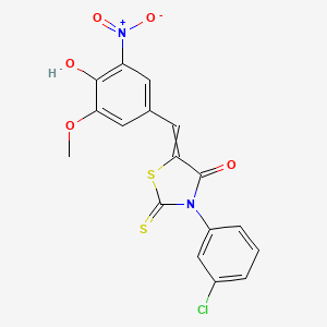 molecular formula C17H11ClN2O5S2 B12572804 4-Thiazolidinone, 3-(3-chlorophenyl)-5-[(4-hydroxy-3-methoxy-5-nitrophenyl)methylene]-2-thioxo- 