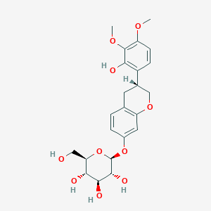 molecular formula C23H28O10 B1257283 (3R)-7,2'-二羟基-3',4'-二甲氧基异黄烷-7-O-β-D-吡喃葡萄糖苷 CAS No. 136087-29-1