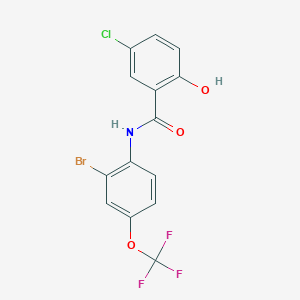 molecular formula C14H8BrClF3NO3 B12572833 N-[2-Bromo-4-(trifluoromethoxy)phenyl]-5-chloro-2-hydroxybenzamide CAS No. 634186-68-8