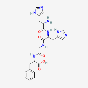molecular formula C23H28N8O5 B12573044 L-Histidyl-L-histidylglycyl-L-phenylalanine CAS No. 195152-00-2