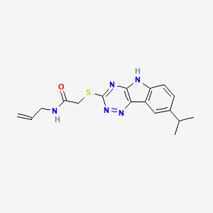 molecular formula C17H19N5OS B12573094 Acetamide,2-[[8-(isopropyl)-2H-1,2,4-triazino[5,6-B]indol-3-YL]thio]-N-2-allyl- 