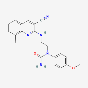 molecular formula C21H21N5O2 B12573164 N-{2-[(3-Cyano-8-methylquinolin-2-yl)amino]ethyl}-N-(4-methoxyphenyl)urea CAS No. 606104-96-5