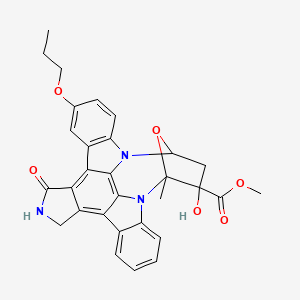 molecular formula C30H27N3O6 B1257328 Methyl 16-hydroxy-15-methyl-3-oxo-23-propoxy-28-oxa-4,14,19-triazaoctacyclo[12.11.2.115,18.02,6.07,27.08,13.019,26.020,25]octacosa-1,6,8,10,12,20(25),21,23,26-nonaene-16-carboxylate 