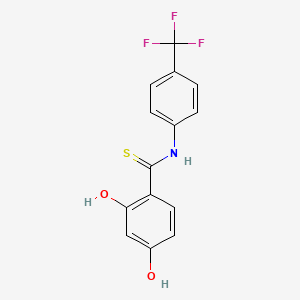 molecular formula C14H10F3NO2S B12573399 3-Hydroxy-4-{sulfanyl[4-(trifluoromethyl)anilino]methylidene}cyclohexa-2,5-dien-1-one CAS No. 223799-18-6