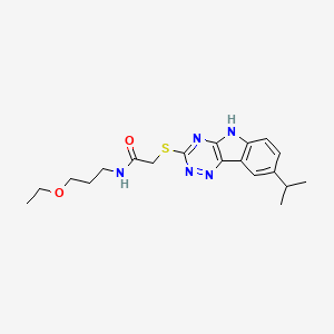 molecular formula C19H25N5O2S B12573421 Acetamide,N-(3-ethoxypropyl)-2-[[8-(isopropyl)-2H-1,2,4-triazino[5,6-B]indol-3-YL]thio]- 