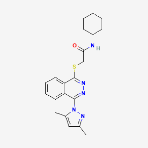 molecular formula C21H25N5OS B12573545 N-Cyclohexyl-2-{[4-(3,5-dimethyl-1H-pyrazol-1-yl)-1-phthalazinyl]sulfanyl}acetamide 