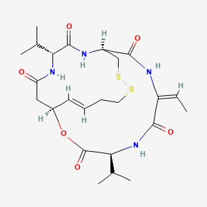 molecular formula C24H36N4O6S2 B1257363 (1S,4S,7E,10S,16E,21R)-7-ethylidene-4,21-di(propan-2-yl)-2-oxa-12,13-dithia-5,8,20,23-tetrazabicyclo[8.7.6]tricos-16-ene-3,6,9,19,22-pentone 