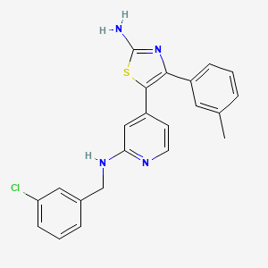 molecular formula C22H19ClN4S B12573646 N-[4-[2-Amino-4-(3-methylphenyl)-1,3-thiazol-5-YL]-2-pyridyl]-N-(3-chlorobenzyl)amine CAS No. 303163-32-8