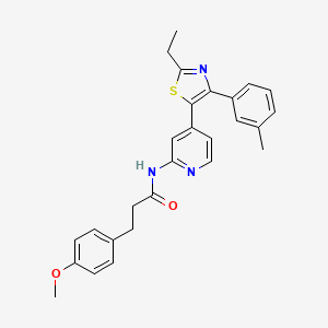 molecular formula C27H27N3O2S B12573740 N-{4-[2-Ethyl-4-(3-methylphenyl)-1,3-thiazol-5-yl]pyridin-2-yl}-3-(4-methoxyphenyl)propanamide CAS No. 303162-81-4