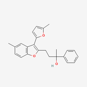 molecular formula C24H24O3 B12573837 4-[5-Methyl-3-(5-methylfuran-2-yl)-1-benzofuran-2-yl]-2-phenylbutan-2-ol 