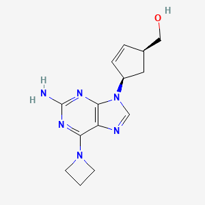 molecular formula C14H18N6O B1257392 [(1S,4R)-4-[2-amino-6-(azetidin-1-yl)purin-9-yl]cyclopent-2-en-1-yl]methanol 