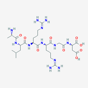 molecular formula C27H50N12O9 B12574024 L-Alanyl-L-leucyl-N~5~-(diaminomethylidene)-L-ornithyl-N~5~-(diaminomethylidene)-L-ornithylglycyl-L-aspartic acid CAS No. 193895-58-8