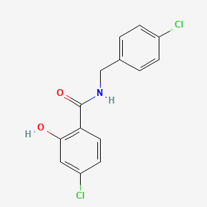 molecular formula C14H11Cl2NO2 B12574082 Benzamide, 4-chloro-N-[(4-chlorophenyl)methyl]-2-hydroxy- CAS No. 610320-57-5