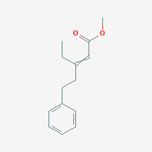 molecular formula C14H18O2 B12574328 Methyl 3-ethyl-5-phenylpent-2-enoate CAS No. 189890-32-2