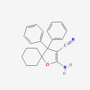 molecular formula C22H22N2O B12574451 1-Oxaspiro[4.5]dec-2-ene-3-carbonitrile, 2-amino-4,4-diphenyl- CAS No. 634188-46-8