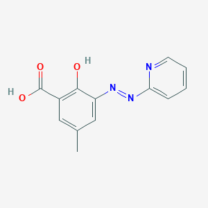 molecular formula C13H11N3O3 B12574532 3-Methyl-6-oxo-5-[2-(pyridin-2-yl)hydrazinylidene]cyclohexa-1,3-diene-1-carboxylic acid CAS No. 570358-42-8