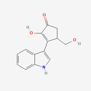 molecular formula C14H13NO3 B12574537 2-Cyclopenten-1-one, 2-hydroxy-4-(hydroxymethyl)-3-(1H-indol-3-yl)- CAS No. 335590-84-6