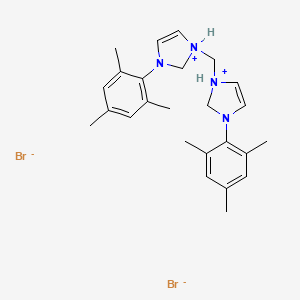molecular formula C25H34Br2N4 B12574560 1,1'-Methylenebis[3-(2,4,6-trimethylphenyl)-2,3-dihydro-1H-imidazol-1-ium] dibromide CAS No. 221023-50-3
