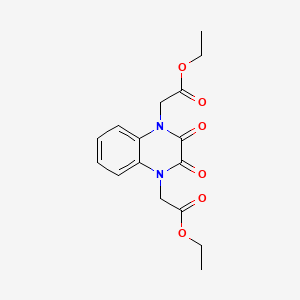 molecular formula C16H18N2O6 B12574757 Ethyl 2-[4-(2-ethoxy-2-oxoethyl)-2,3-dioxoquinoxalin-1-yl]acetate 
