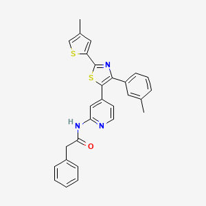 molecular formula C28H23N3OS2 B12574768 N-{4-[4-(3-Methylphenyl)-2-(4-methylthiophen-2-yl)-1,3-thiazol-5-yl]pyridin-2-yl}-2-phenylacetamide CAS No. 303162-78-9