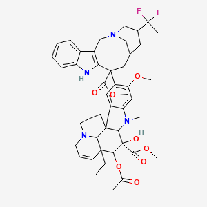 molecular formula C45H54F2N4O8 B1257477 Methyl 11-acetyloxy-4-[16-(1,1-difluoroethyl)-12-methoxycarbonyl-1,10-diazatetracyclo[12.3.1.03,11.04,9]octadeca-3(11),4,6,8-tetraen-12-yl]-12-ethyl-10-hydroxy-5-methoxy-8-methyl-8,16-diazapentacyclo[10.6.1.01,9.02,7.016,19]nonadeca-2,4,6,13-tetraene-10-carboxylate 