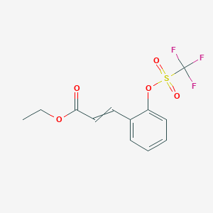 molecular formula C12H11F3O5S B12574799 Ethyl 3-{2-[(trifluoromethanesulfonyl)oxy]phenyl}prop-2-enoate CAS No. 595569-74-7