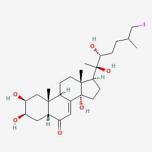 molecular formula C27H43IO6 B1257486 (2S,3R,5R,9R,10R,13R,14S,17S)-17-[(2R,3R)-2,3-dihydroxy-7-iodo-6-methylheptan-2-yl]-2,3,14-trihydroxy-10,13-dimethyl-2,3,4,5,9,11,12,15,16,17-decahydro-1H-cyclopenta[a]phenanthren-6-one 