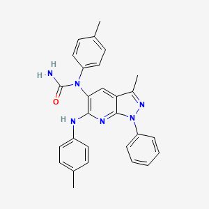 molecular formula C28H26N6O B12574875 N-[3-Methyl-6-(4-methylanilino)-1-phenyl-1H-pyrazolo[3,4-b]pyridin-5-yl]-N-(4-methylphenyl)urea CAS No. 603092-95-1