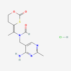 molecular formula C13H17ClN4O3S B1257488 N-[(4-amino-2-methylpyrimidin-5-yl)methyl]-N-[(1Z)-1-(2-oxo-1,3-oxathian-4-ylidene)ethyl]formamide;hydrochloride CAS No. 19488-19-8