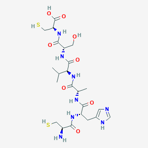 molecular formula C23H38N8O8S2 B12575248 L-Cysteine, L-cysteinyl-L-histidyl-L-alanyl-L-valyl-L-seryl- CAS No. 202528-03-8
